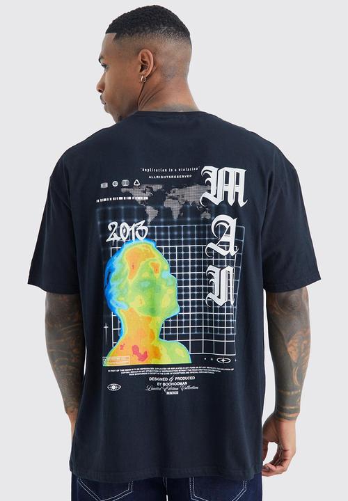boohooMAN - Oversized graphic t-shirt - black
