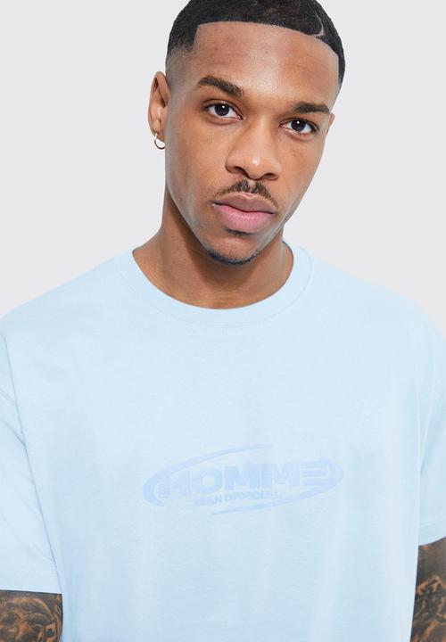 boohooMAN - Loose homme graphic t-shirt - light blue