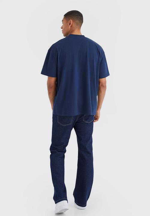 boohooMAN - Oversized bootleg heavyweight t-shirt - navy