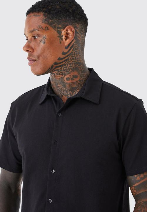 boohooMAN - Short sleeve regular jersey shirt - black