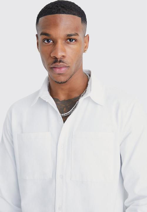 boohooMAN - Long sleeve jersey shirt - white