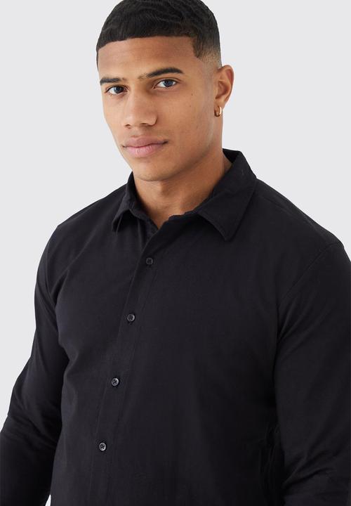 boohooMAN - Long sleeve jersey shirt - black