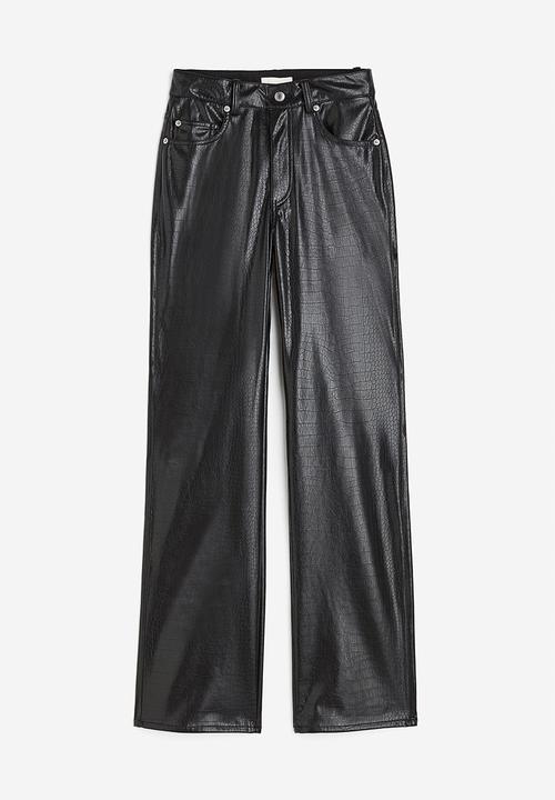 H&M - Coated trousers - black crocodile patterned
