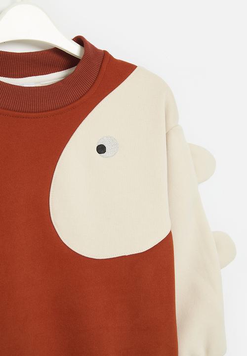 Pop Candy - Contrast sweat top - red & ecru