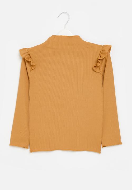 Pop Candy - Frilled neck top - rust