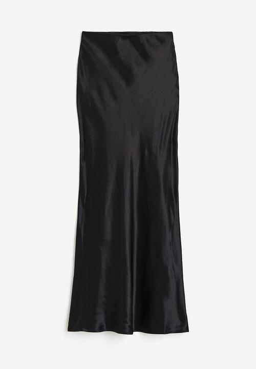 H&M - Satin maxi skirt - black