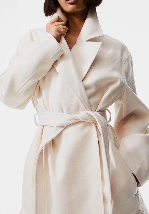 H&M - Tie-belt coat - white