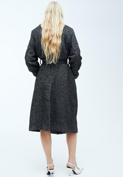 H&M - Tie-belt twill coat - black striped