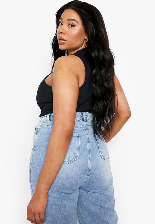 boohoo - Plus rib racer neck vest - black
