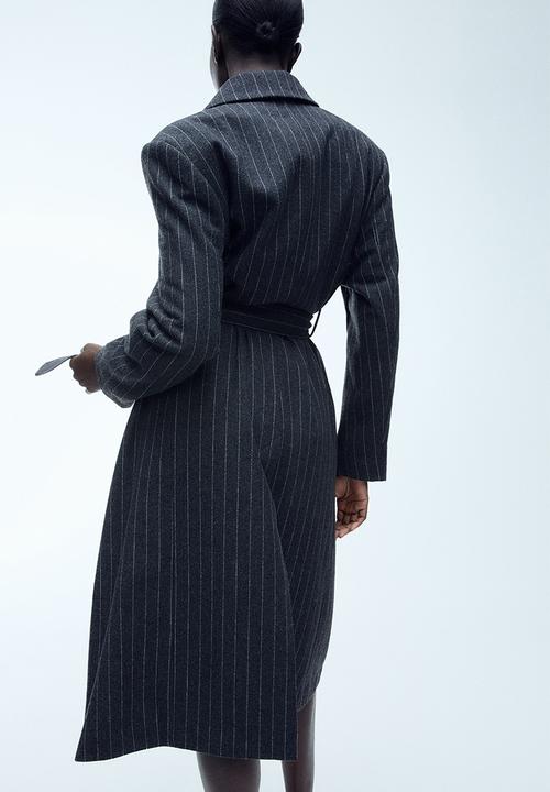 H&M - Wool-blend coat - dark grey pinstriped