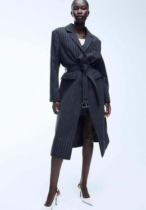 H&M - Wool-blend coat - dark grey pinstriped