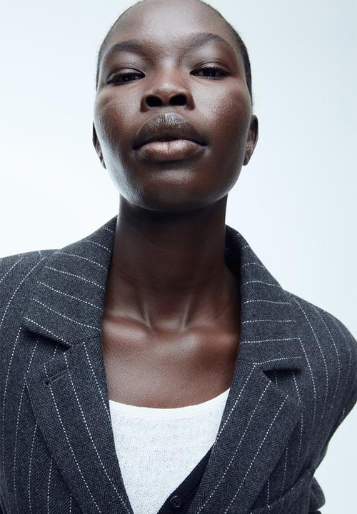 H&M - Wool-blend coat - dark grey pinstriped