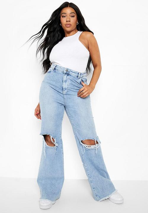 boohoo - Plus rib racer neck vest - white