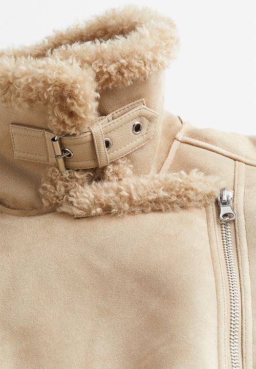 H&M - Oversized teddy-lined jacket - beige