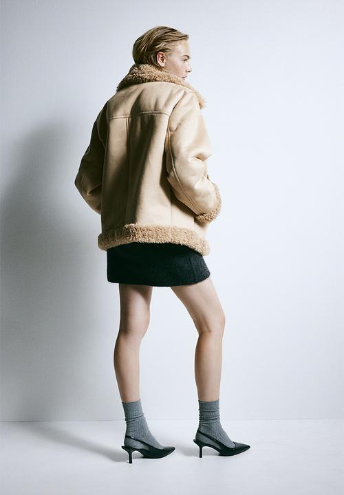 H&M - Oversized teddy-lined jacket - beige