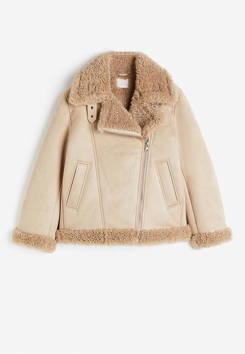 H&M - Oversized teddy-lined jacket - beige