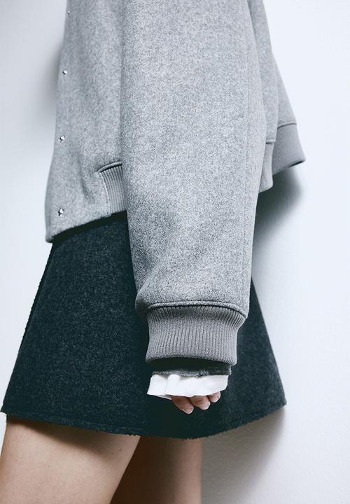 H&M - Cropped bomber jacket - grey