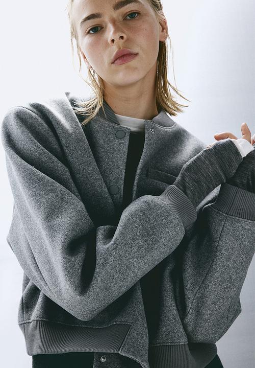 H&M - Cropped bomber jacket - grey