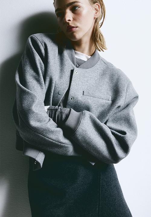 H&M - Cropped bomber jacket - grey