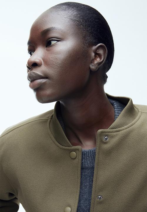 H&M - Felted bomber jacket - dark khaki green