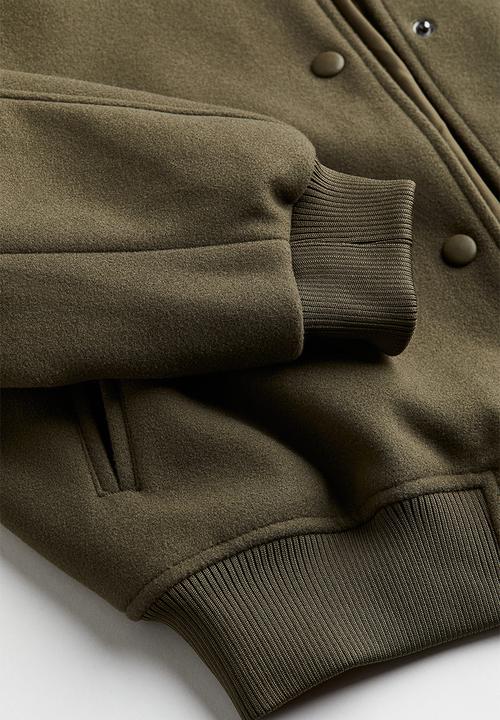 H&M - Felted bomber jacket - dark khaki green