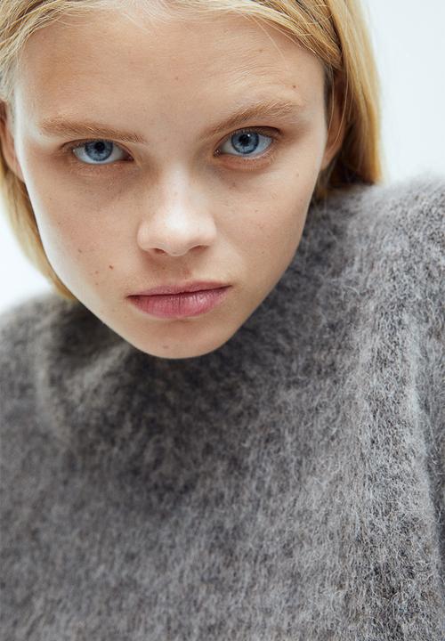 H&M - Cropped mohair-blend jumper - dark grey