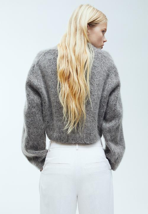 H&M - Cropped mohair-blend jumper - dark grey