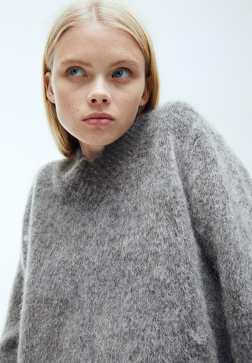 H&M - Cropped mohair-blend jumper - dark grey