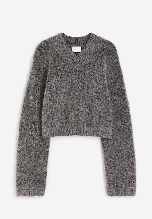 H&M - Cropped mohair-blend jumper - dark grey