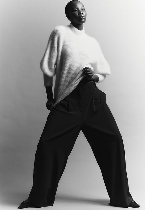 H&M - Mohair-blend rib-knit jumper - light beige