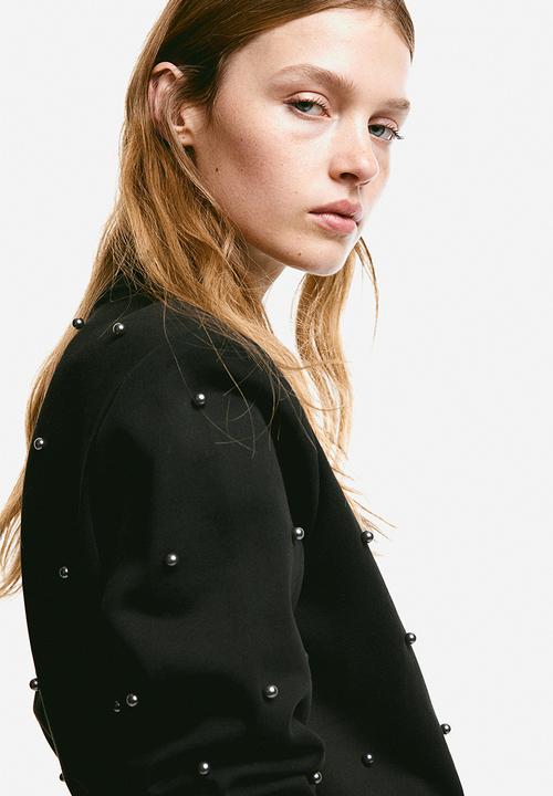 H&M - Bead-decorated sweatshirt - black beads