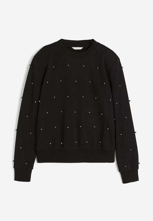 H&M - Bead-decorated sweatshirt - black beads