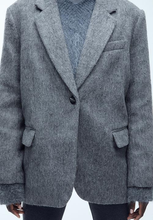 H&M - Oversized wool-blend blazer - dark grey