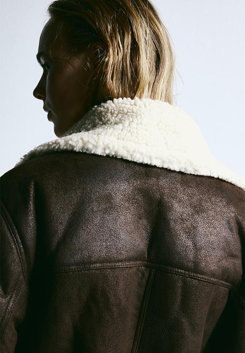 H&M - Oversized teddy-lined jacket - dark brown