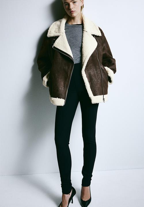 H&M - Oversized teddy-lined jacket - dark brown