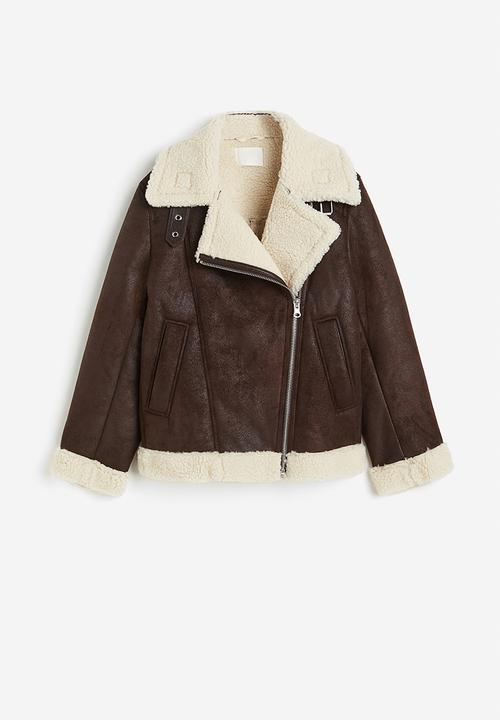 H&M - Oversized teddy-lined jacket - dark brown