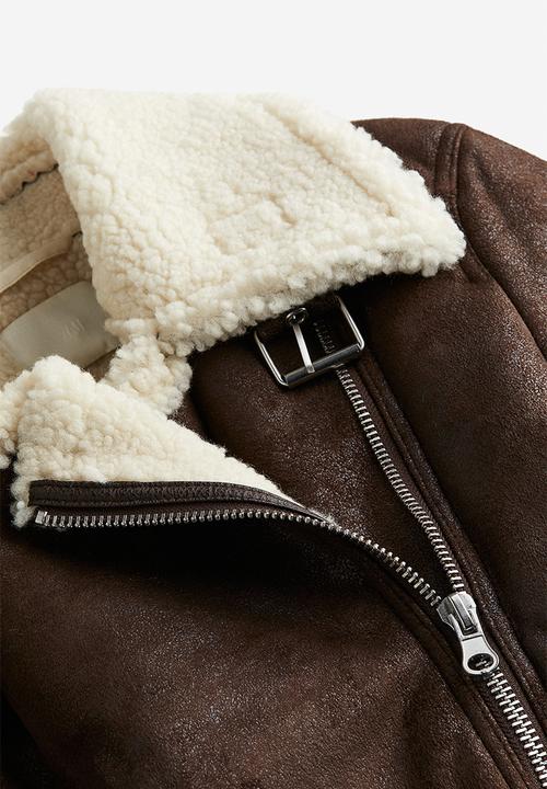 H&M - Oversized teddy-lined jacket - dark brown