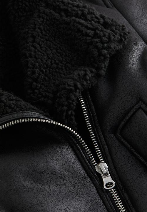 H&M - Oversized teddy-lined jacket - black
