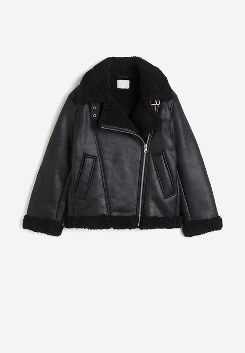 H&M - Oversized teddy-lined jacket - black