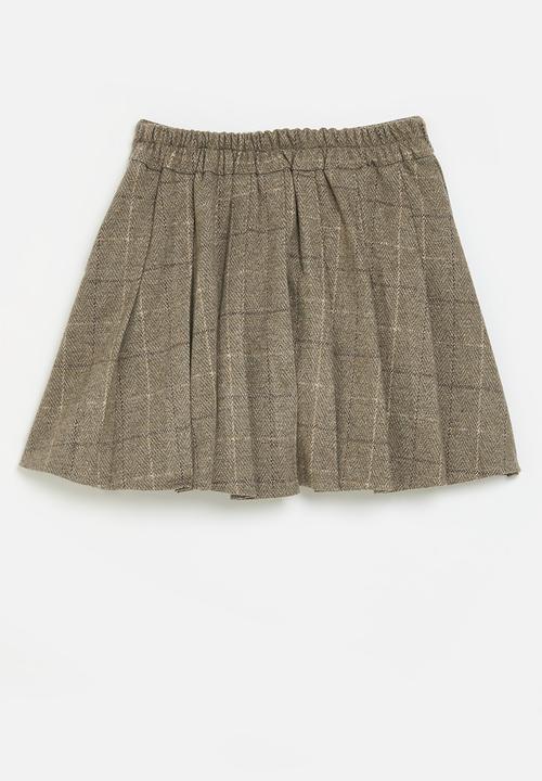 Pop Candy - Plaid pleated skirt - light brown