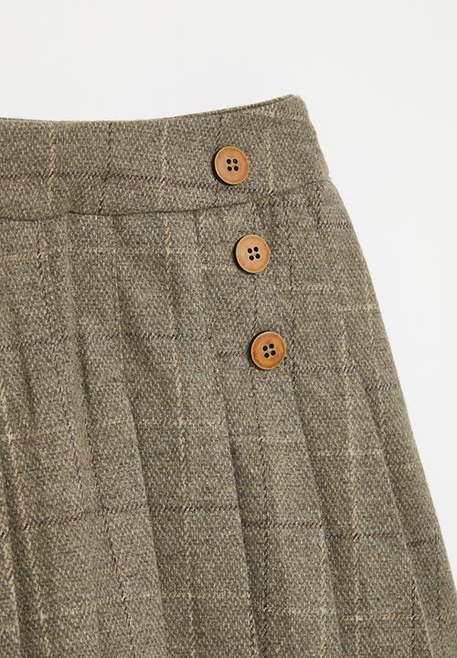 Pop Candy - Plaid pleated skirt - light brown