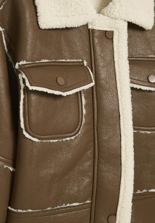 Pop Candy - Shirling jacket- brown