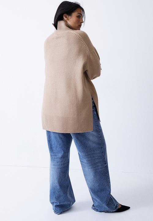 H&M - Oversized polo-neck jumper - dark beige