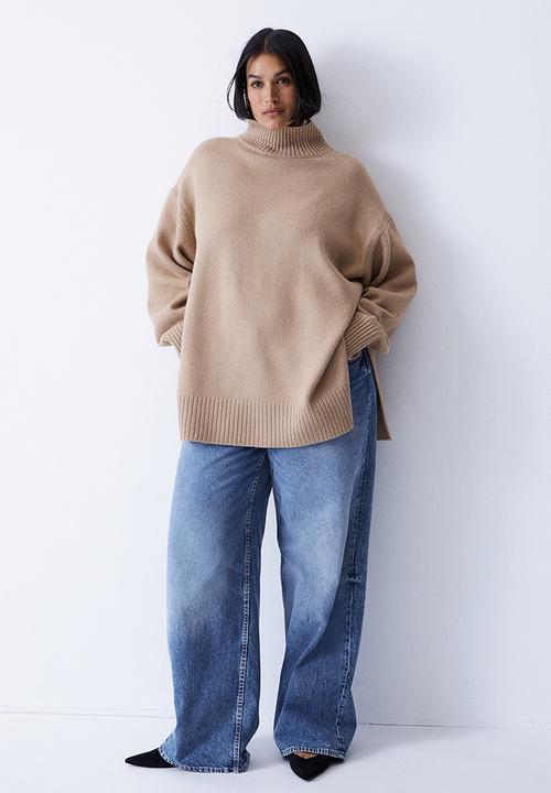 H&M - Oversized polo-neck jumper - dark beige