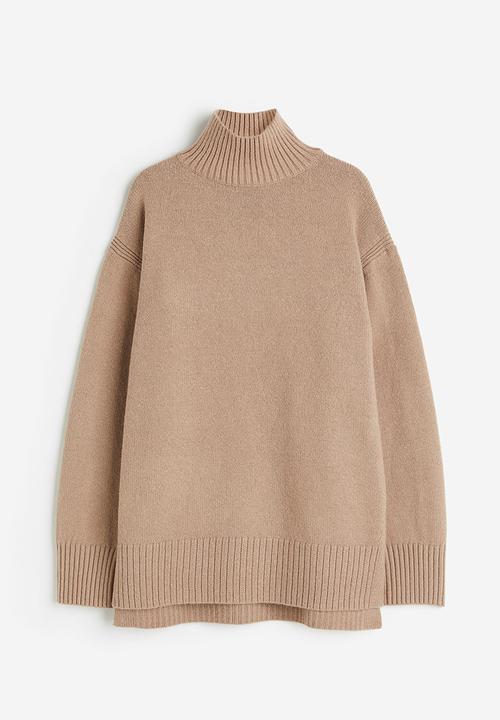 H&M - Oversized polo-neck jumper - dark beige