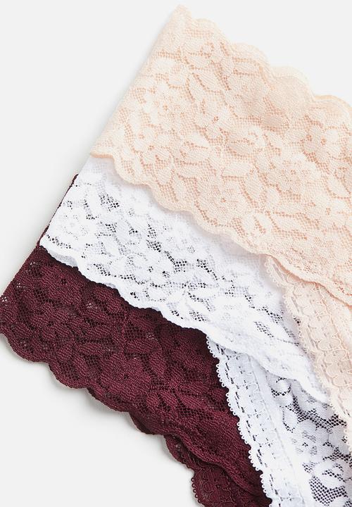 H&M - 3-pack lace thong briefs - multi