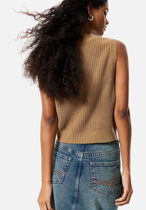 H&M - Rib-knit sweater vest - brown