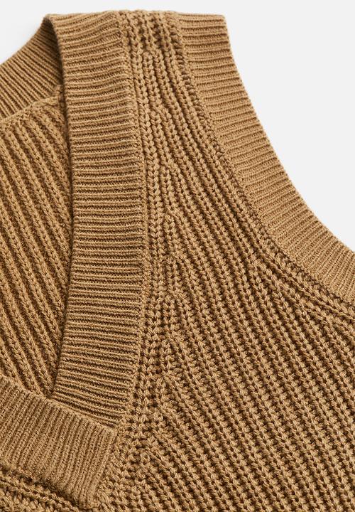 H&M - Rib-knit sweater vest - brown