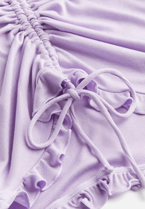 H&M - Ribbed drawstring-detail top - purple