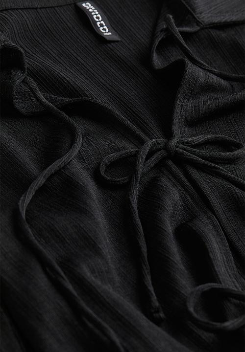 H&M - Ribbed tie-front top - black